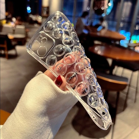 iPhone X 10 XS Case bubble smiley face cartoon clear transparent soft case phone - Picture 2 of 3